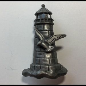 Pewter Lighthouse Pin with Seagull